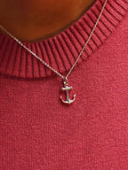 Glänzender Anker mit Ankerkette | 925 Silber