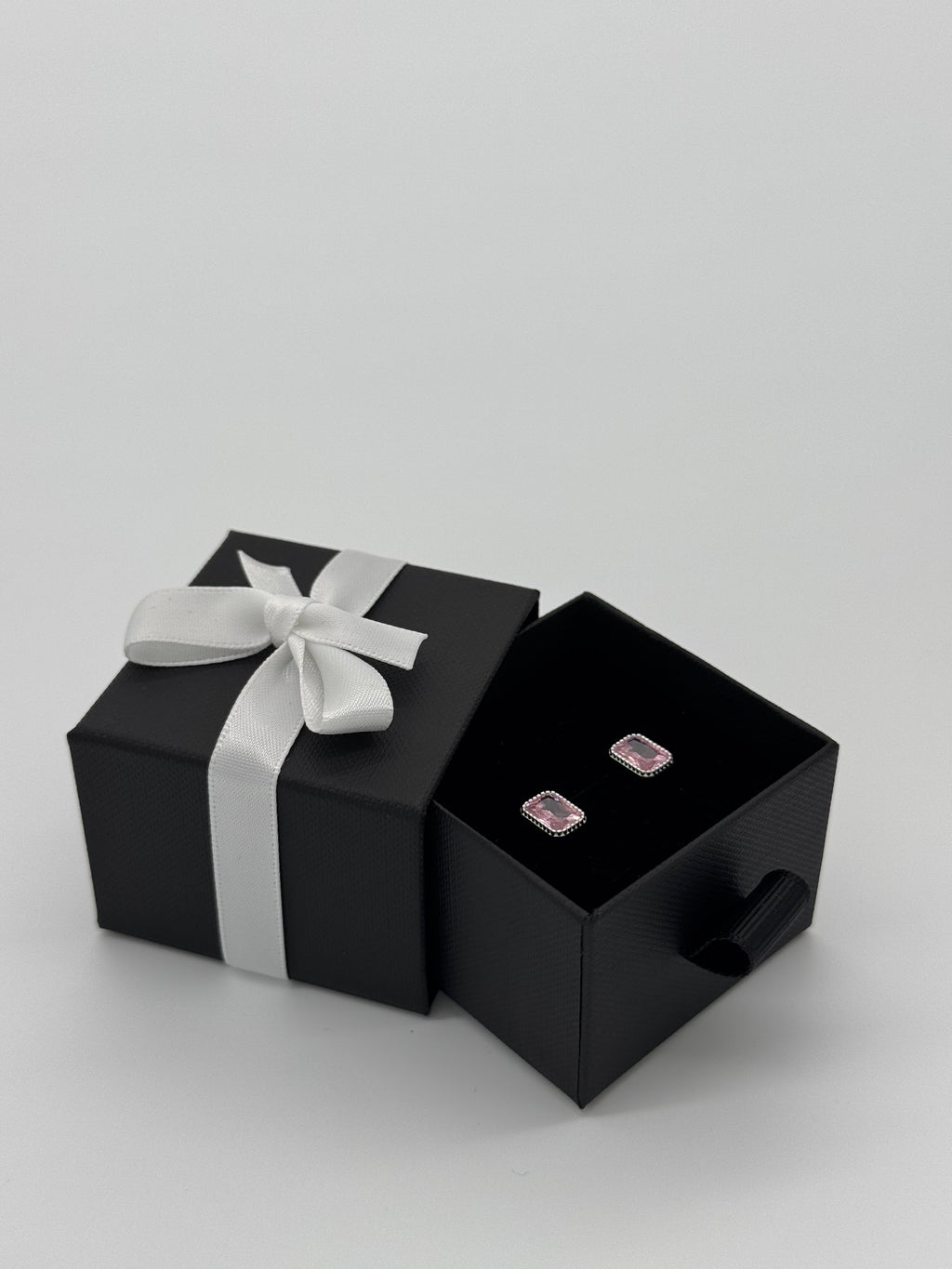 Ohrringe Silber 925 - pinker Baguette Stein