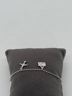 Flugzeug, Koffer und Reisepass Silberarmband 925 - Reise