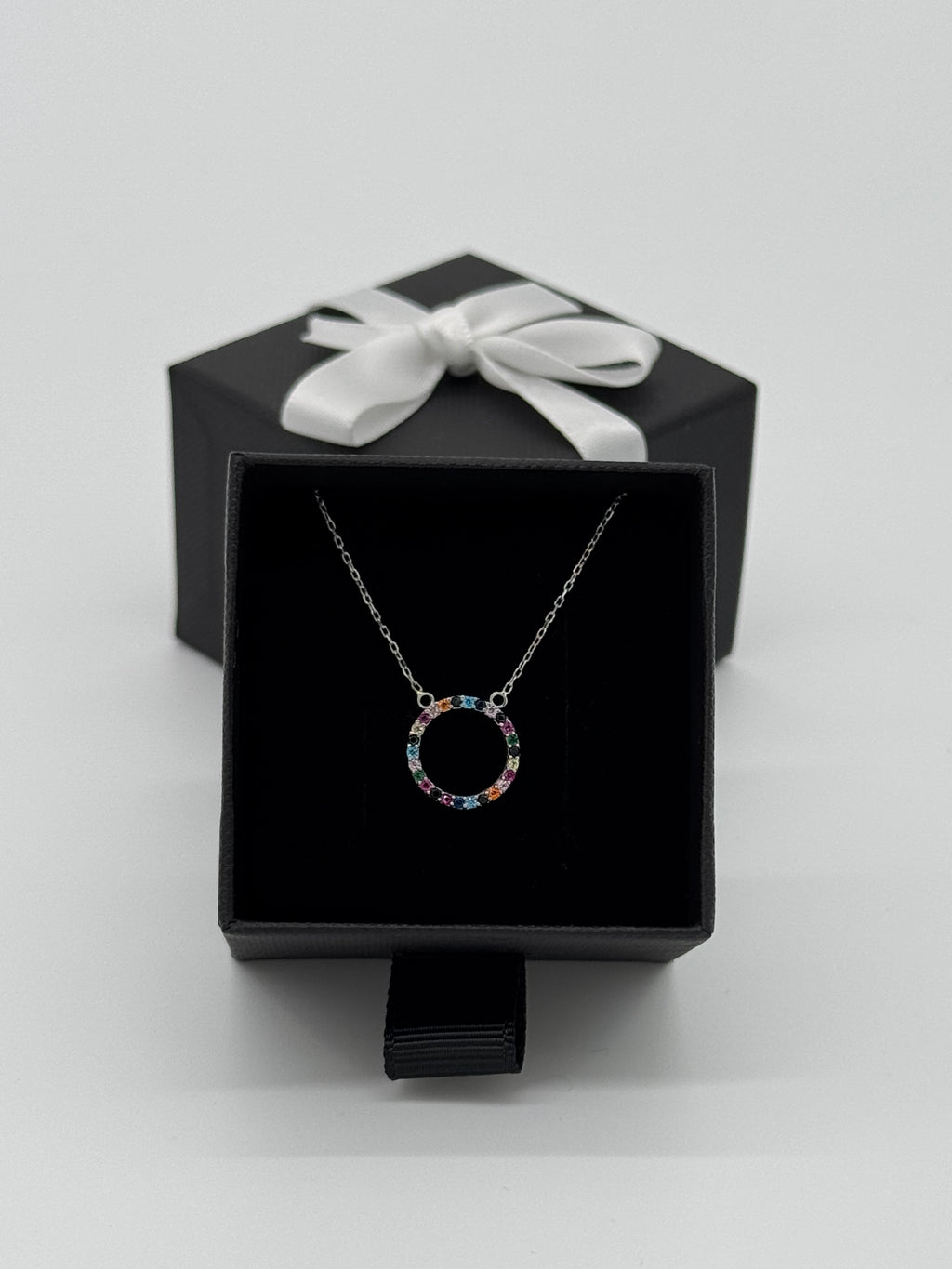 Collier 26 bunte Steine | Echt Silber 925