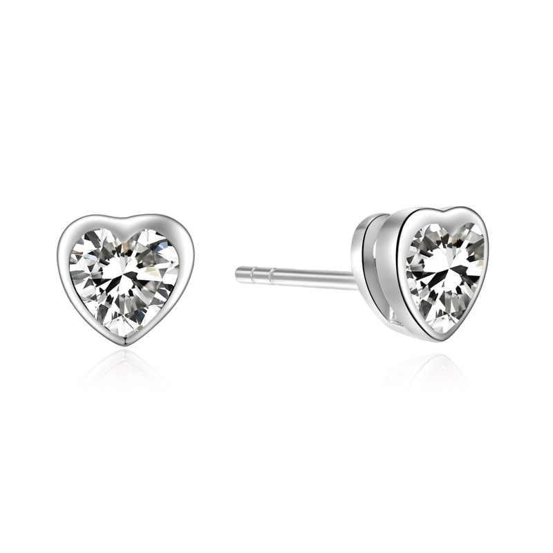 Ohrstecker Herz in Weiß | Silber 925