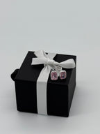 Ohrringe Silber 925 - pinker Baguette Stein