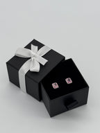 Ohrringe Silber 925 - pinker Baguette Stein