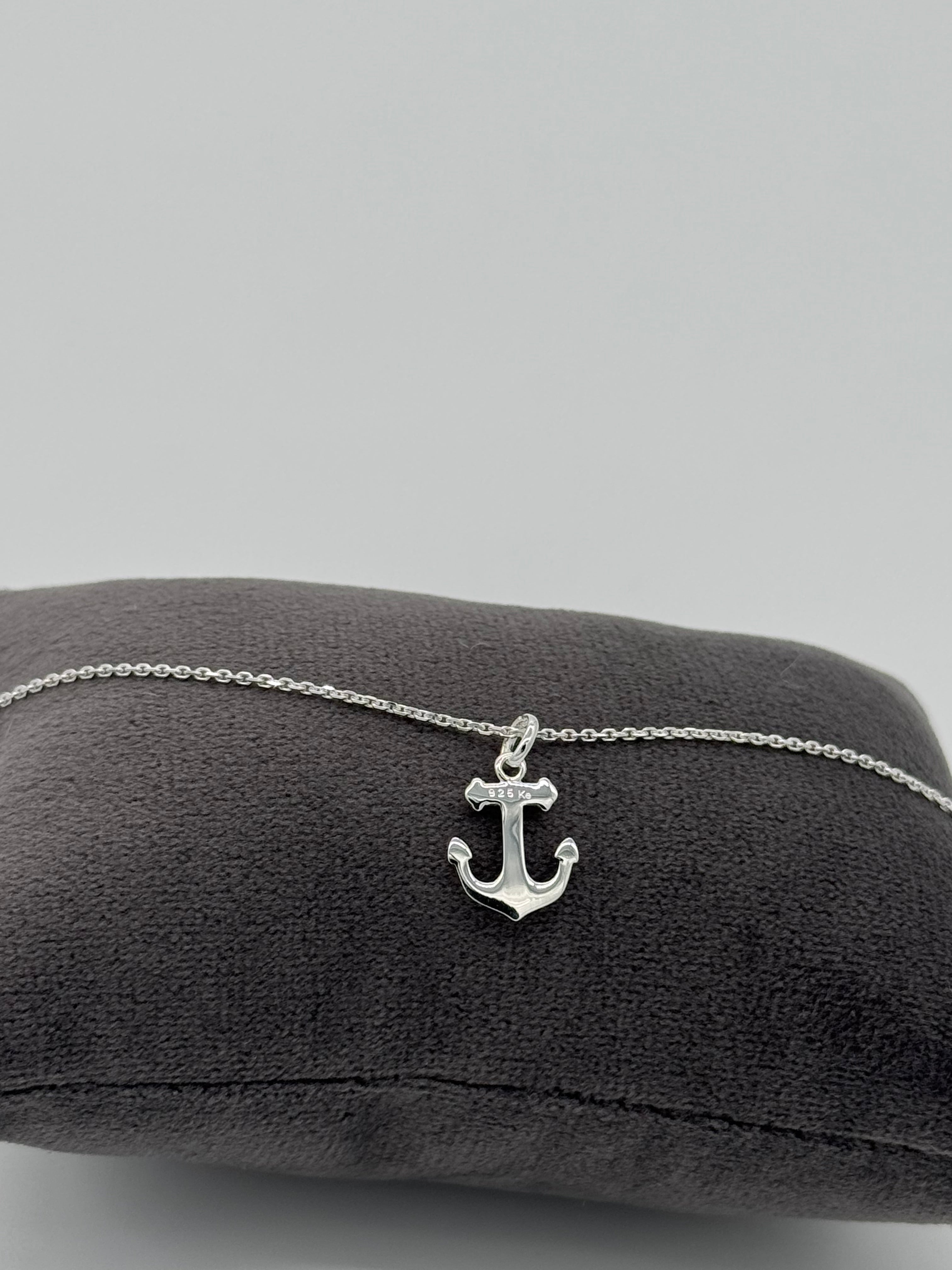 Glänzender Anker mit Ankerkette | 925 Silber