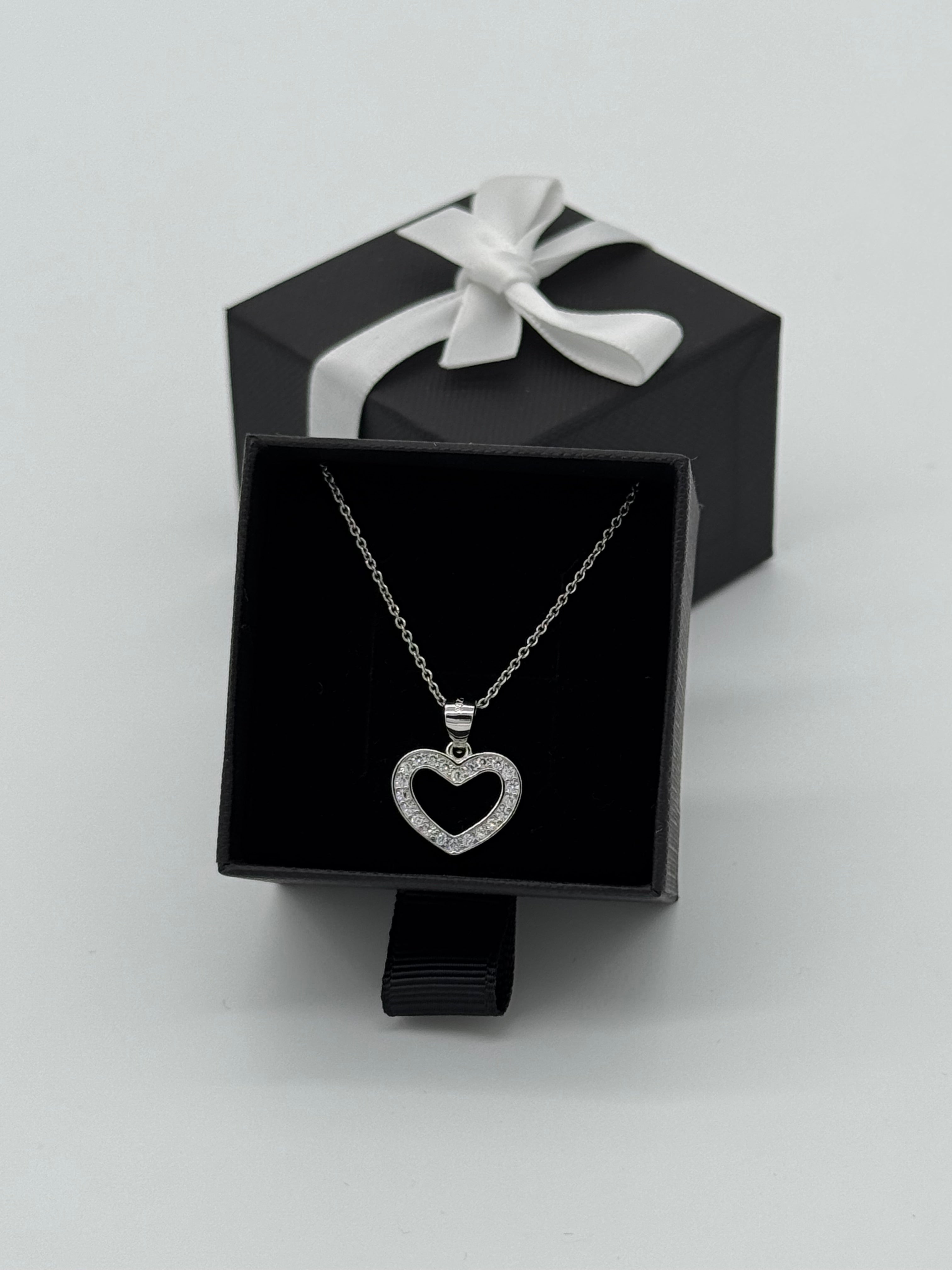 Collier Herz mit 20 Zirkonia | Echt Silber