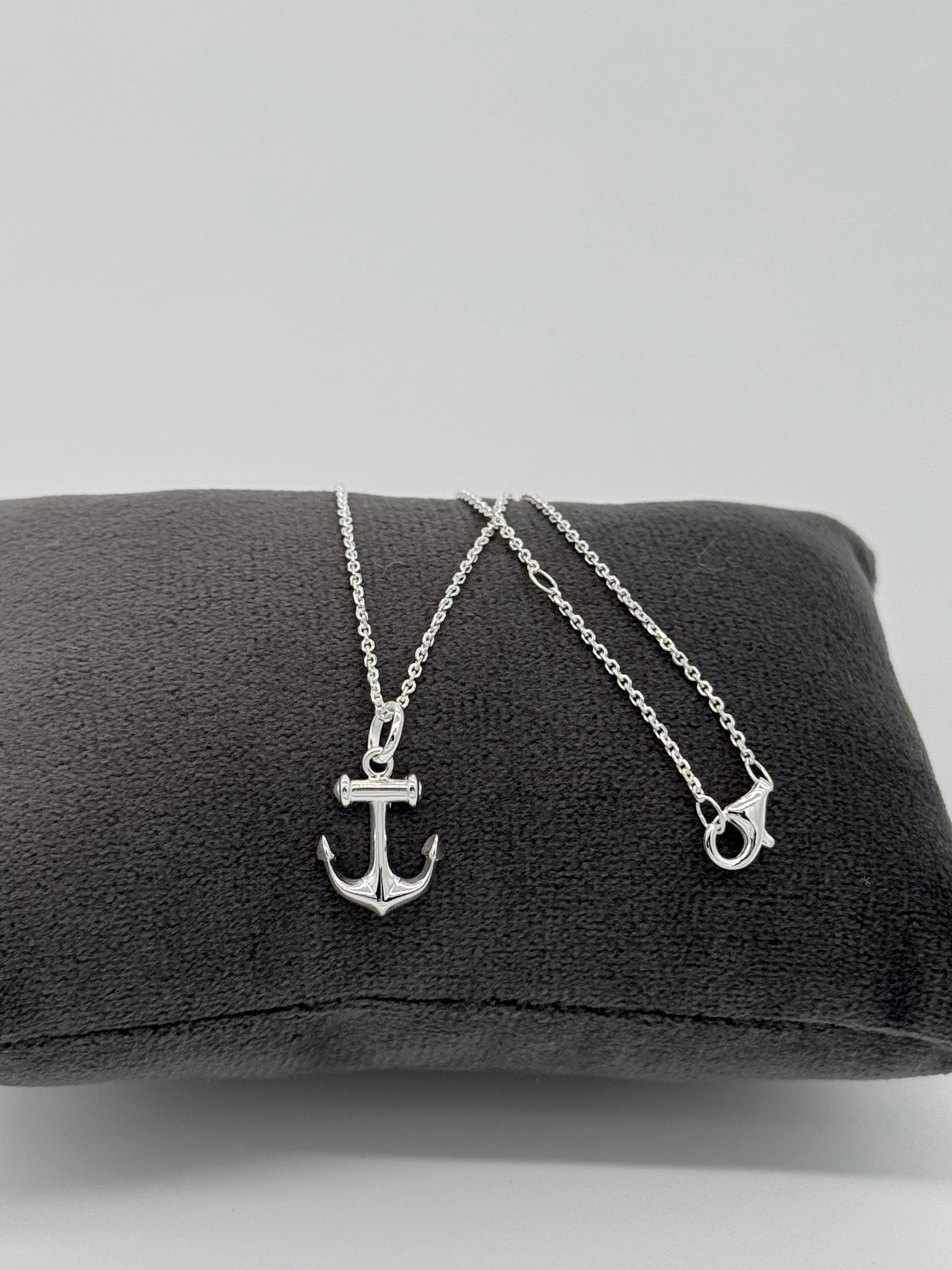 Glänzender Anker mit Ankerkette | 925 Silber