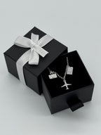 Flugzeug, Koffer und Reisepass Silberarmband 925 - Reise