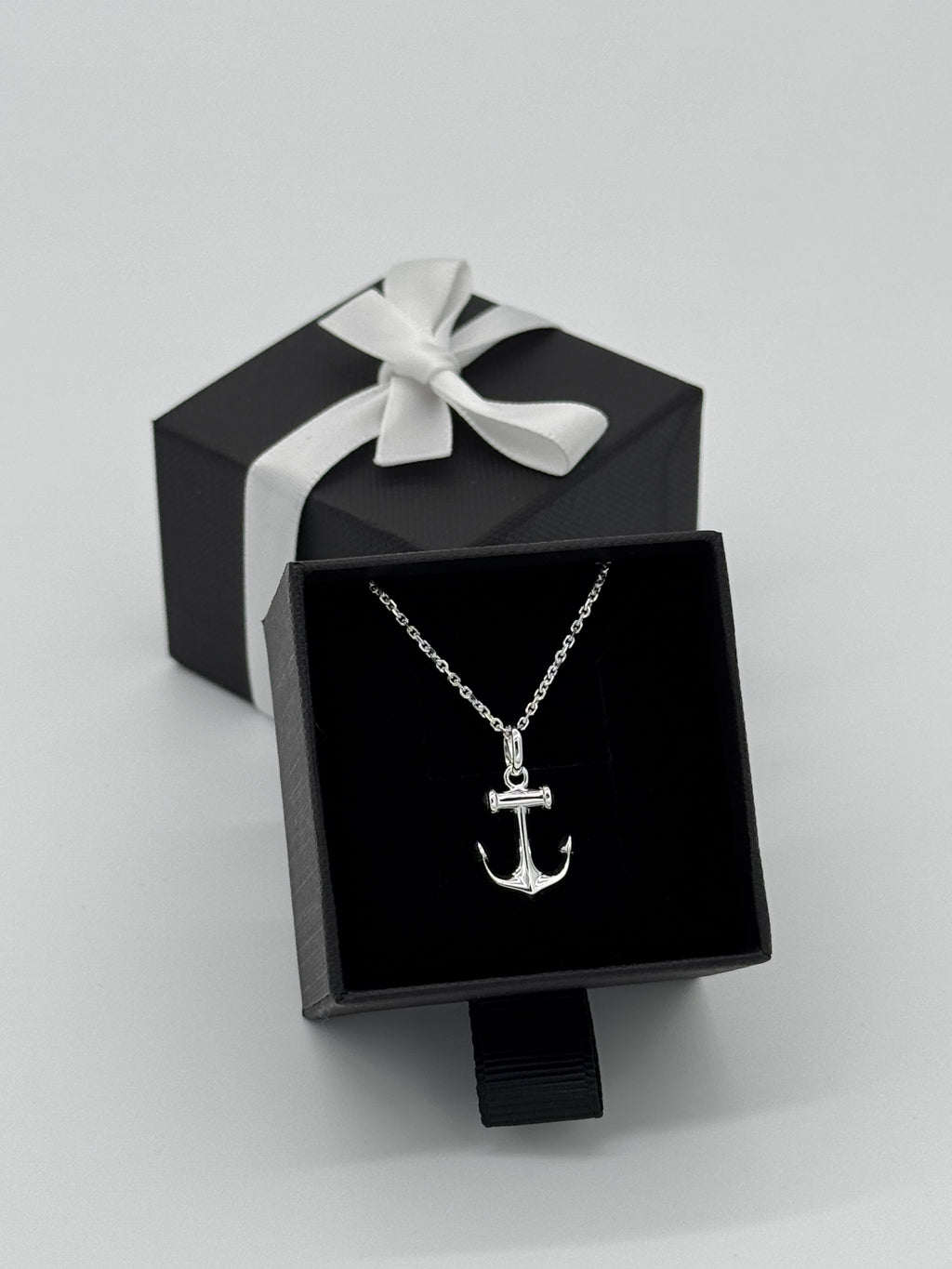 Glänzender Anker mit Ankerkette | 925 Silber