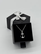 Glänzender Anker mit Ankerkette | 925 Silber