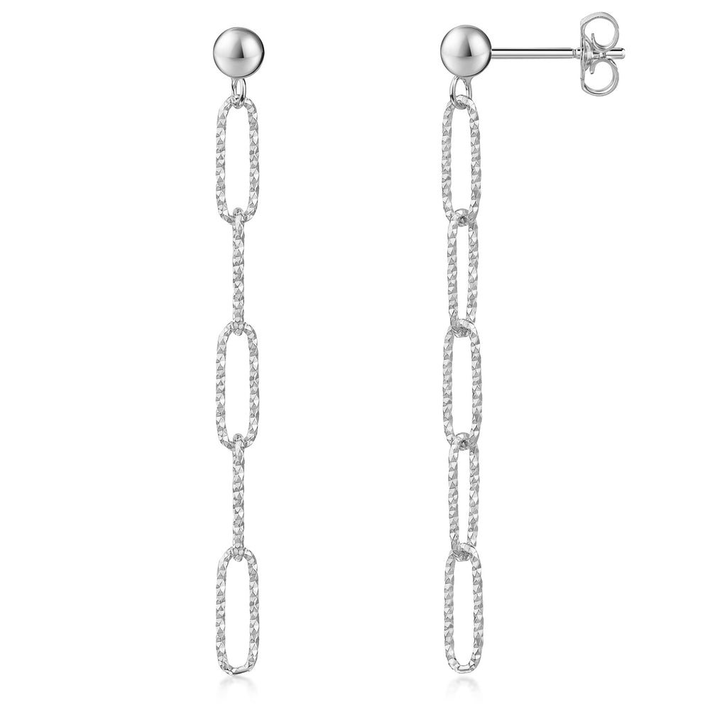 Ohrstecker 5 Glieder diamantiert | Echt Silber