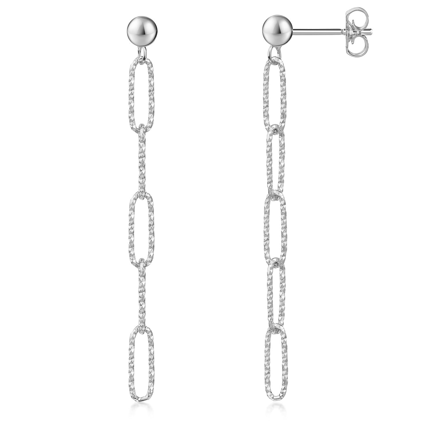 Ohrstecker 5 Glieder diamantiert | Echt Silber