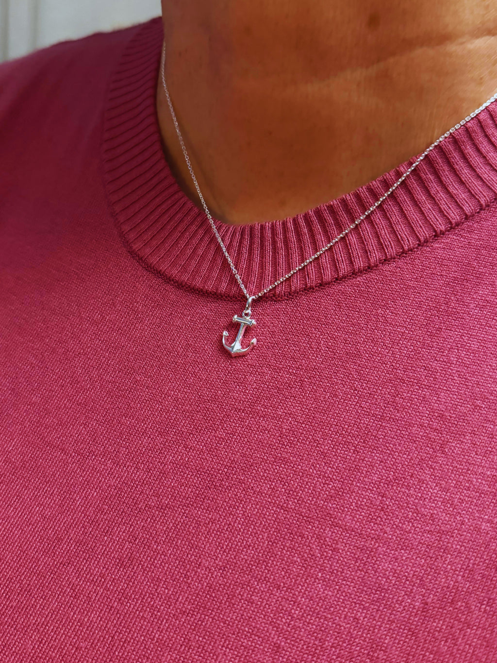 Glänzender Anker mit Ankerkette | 925 Silber