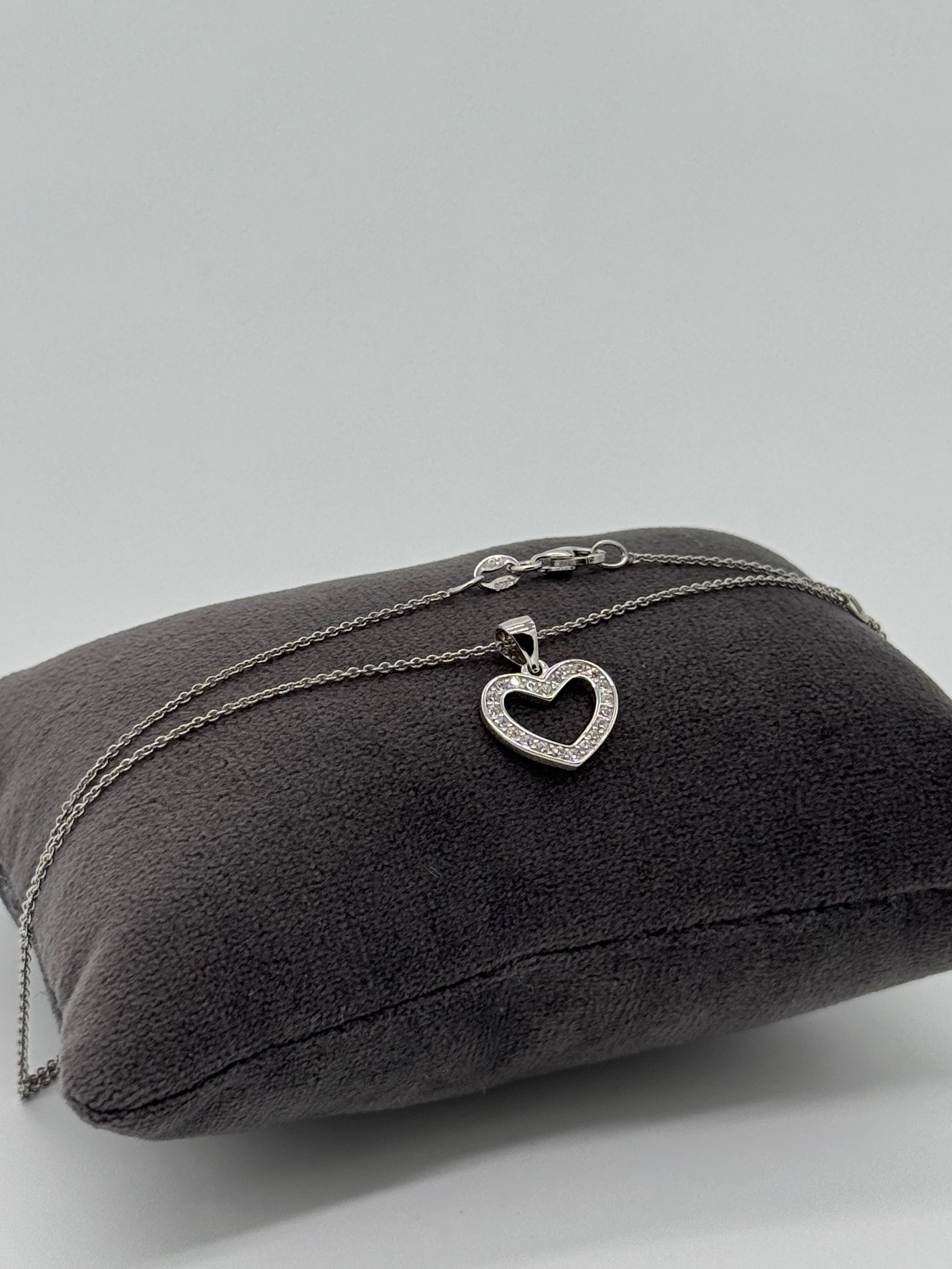 Collier Herz mit 20 Zirkonia | Echt Silber