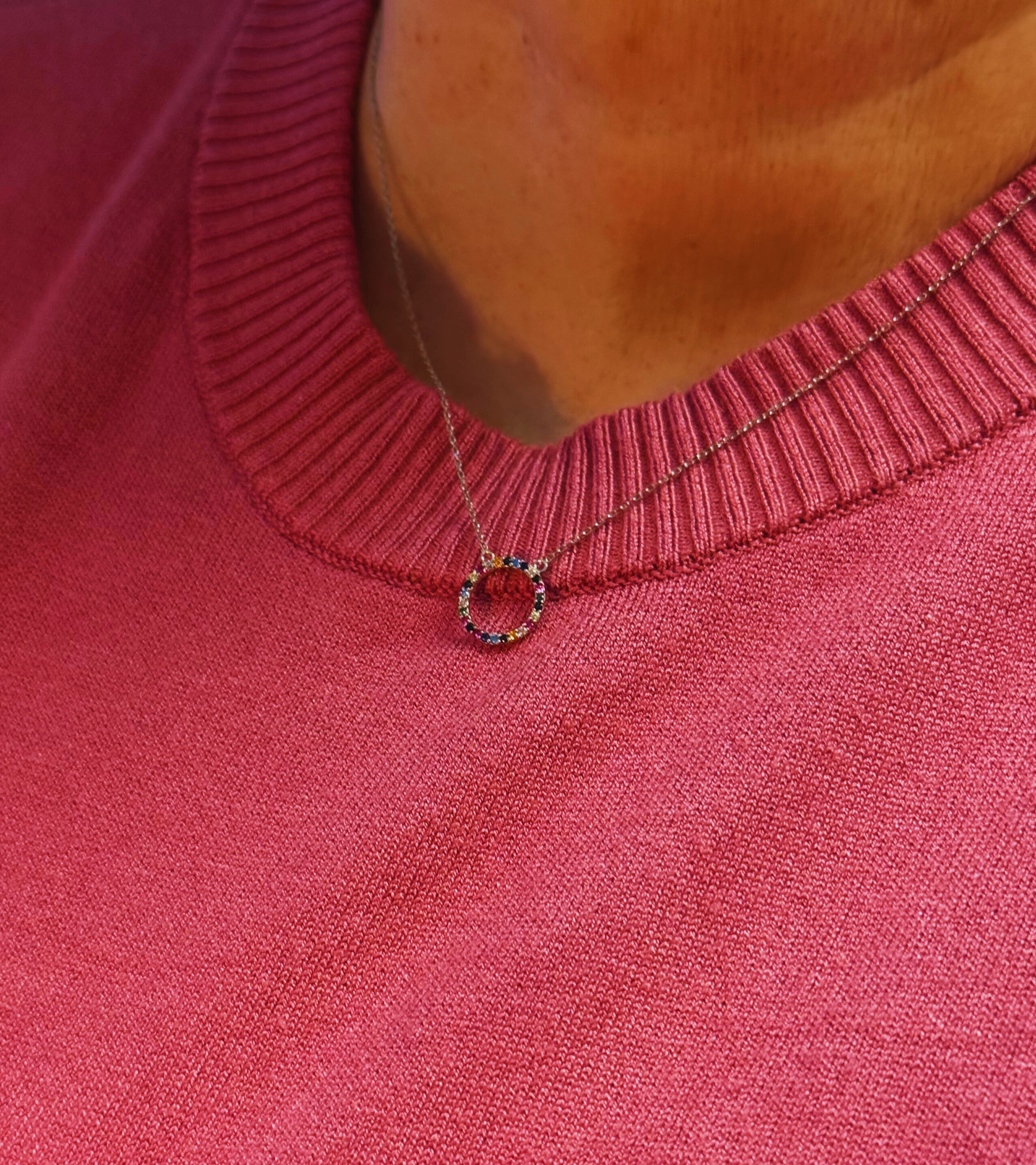 Collier 26 bunte Steine | Echt Silber 925