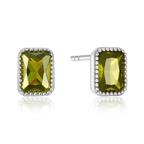 Strahlende Olive Baguette Ohrstecker