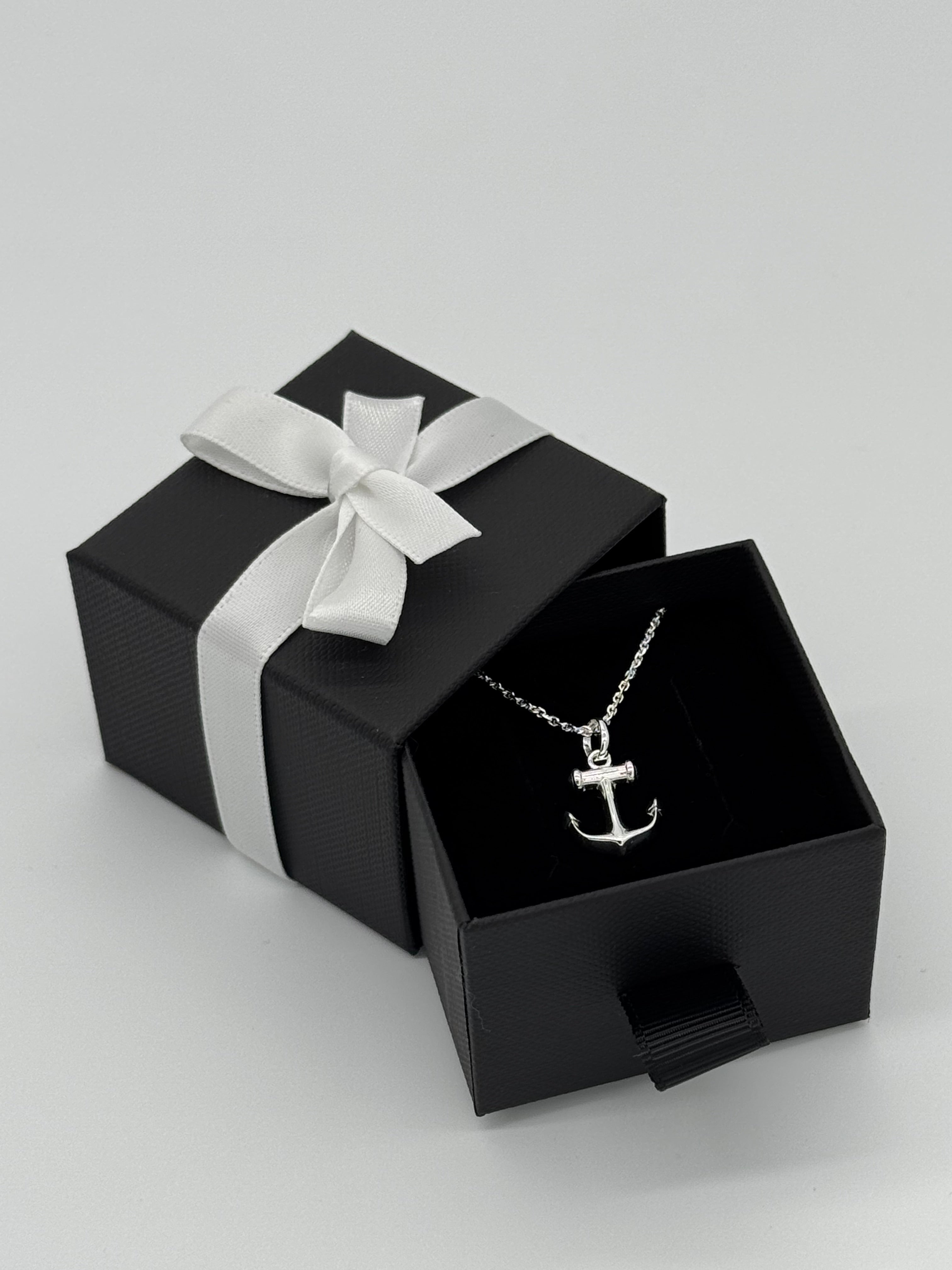 Glänzender Anker mit Ankerkette | 925 Silber