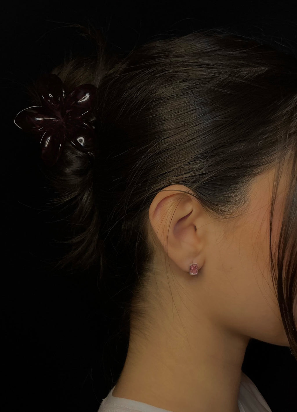 Ohrringe Silber 925 - pinker Baguette Stein