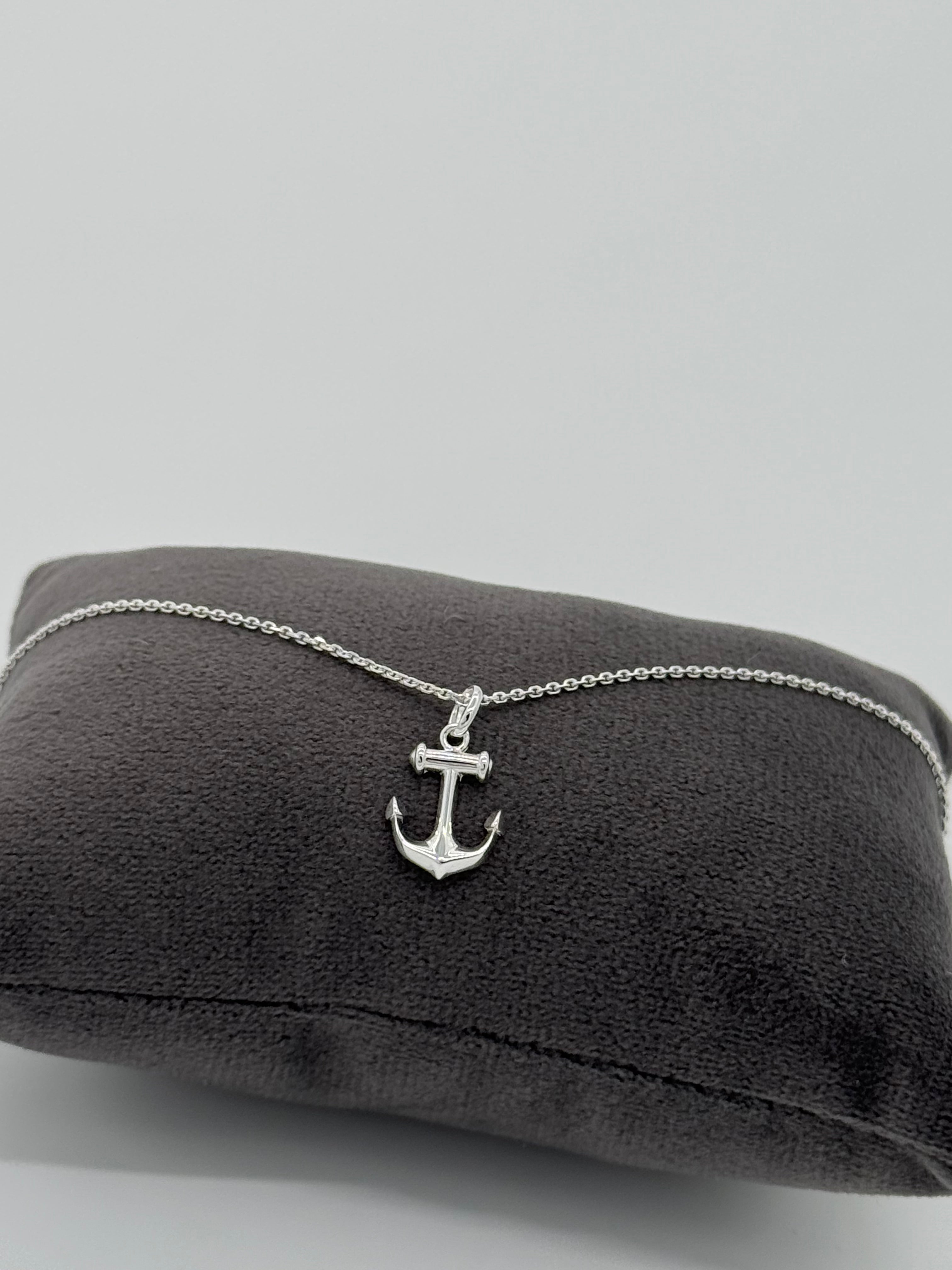 Glänzender Anker mit Ankerkette | 925 Silber