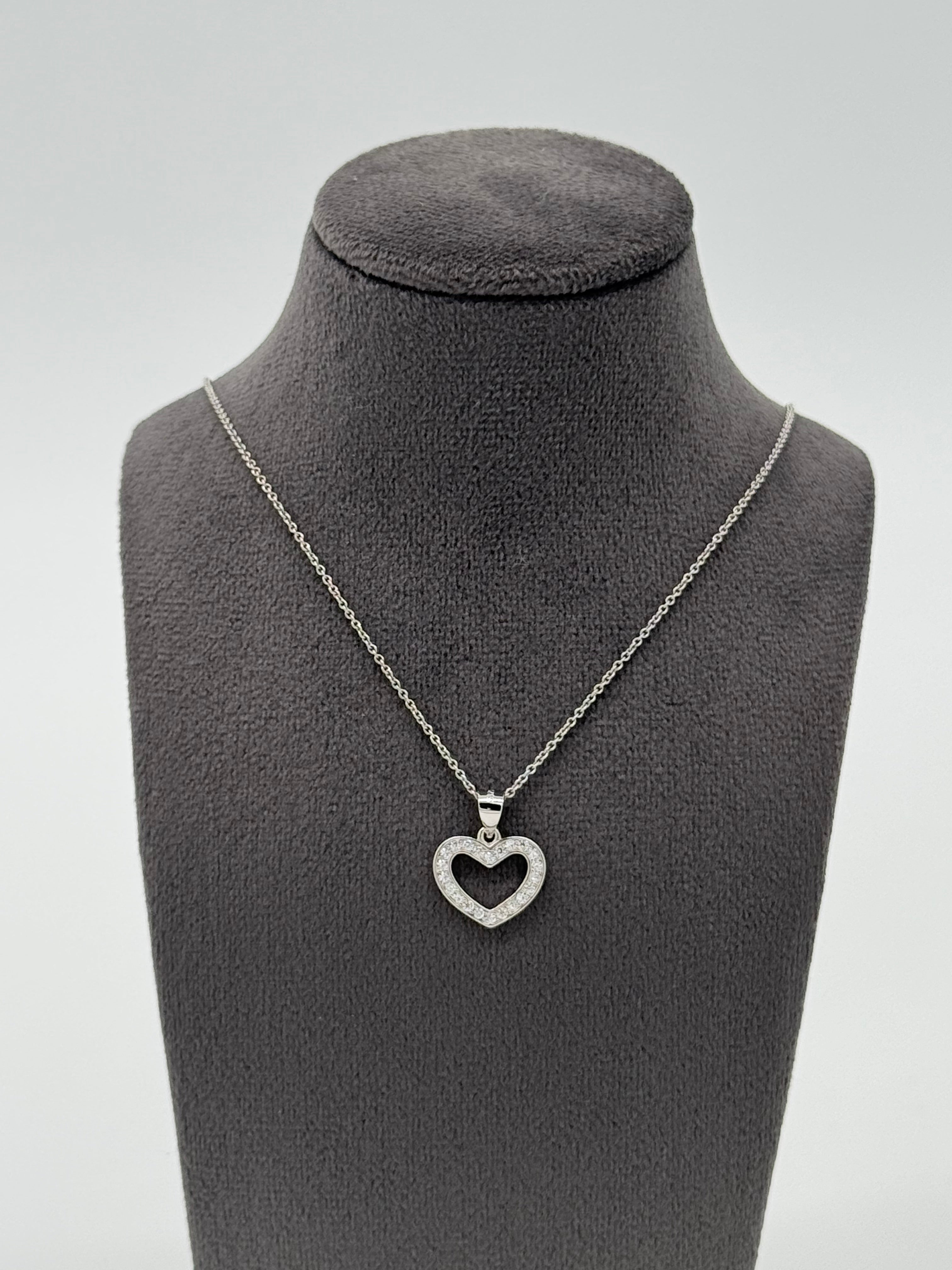 Collier Herz mit 20 Zirkonia | Echt Silber