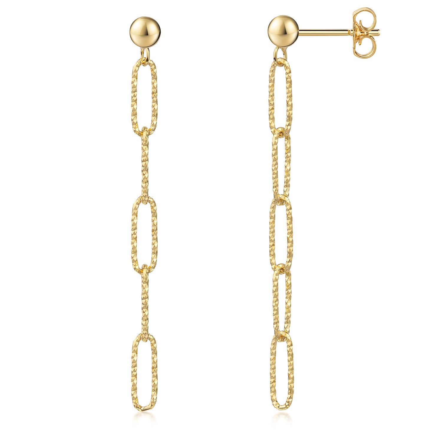 Ohrstecker 5 Glieder diamantiert | Silber vergoldet