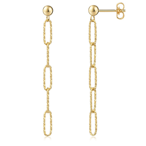 Elegante Ohrstecker mit 5 diamantierten Gliedern vergoldet