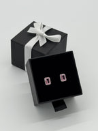 Ohrringe Silber 925 - pinker Baguette Stein