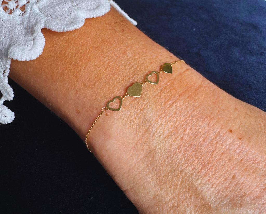 Armband goldene Herzen | Silber vergoldet