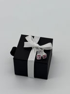 Ohrringe Silber 925 - pinker Baguette Stein