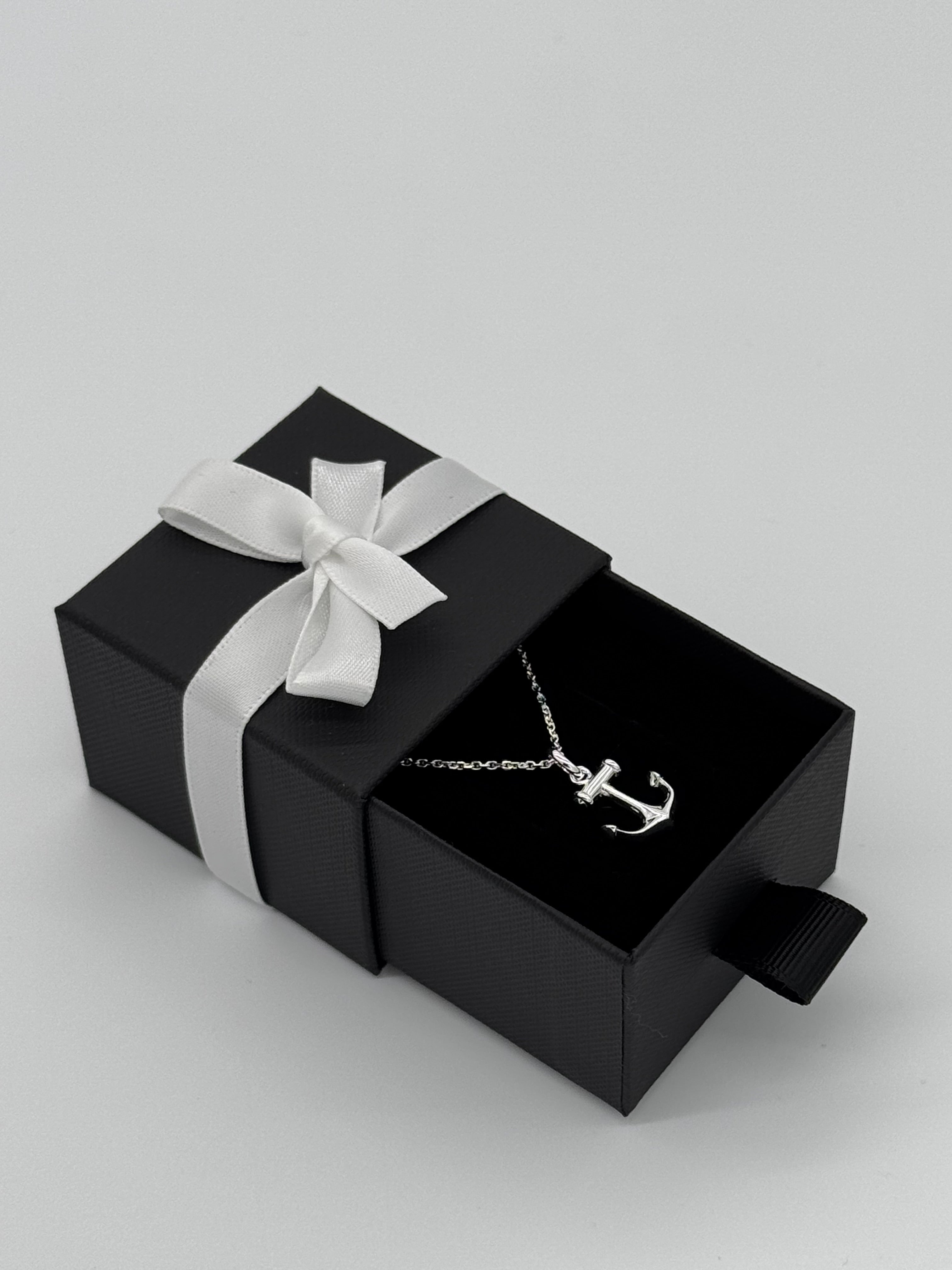 Glänzender Anker mit Ankerkette | 925 Silber