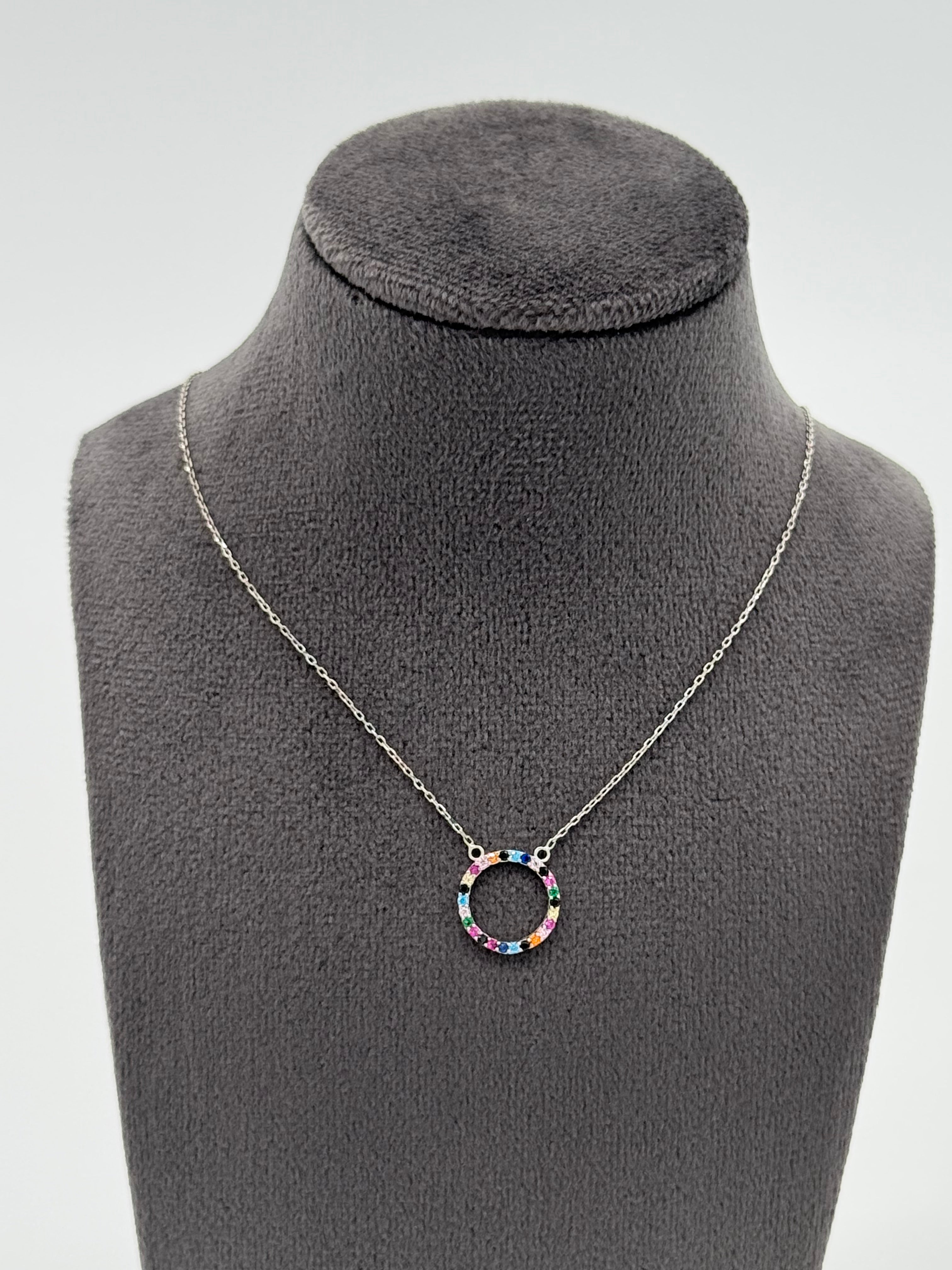 Collier 26 bunte Steine | Echt Silber 925