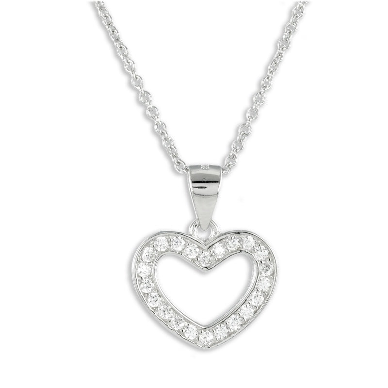 Collier Herz mit 20 Zirkonia | Echt Silber