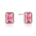 Ohrringe Silber 925 - pinker Baguette Stein