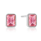 Ohrringe Silber 925 - pinker Baguette Stein