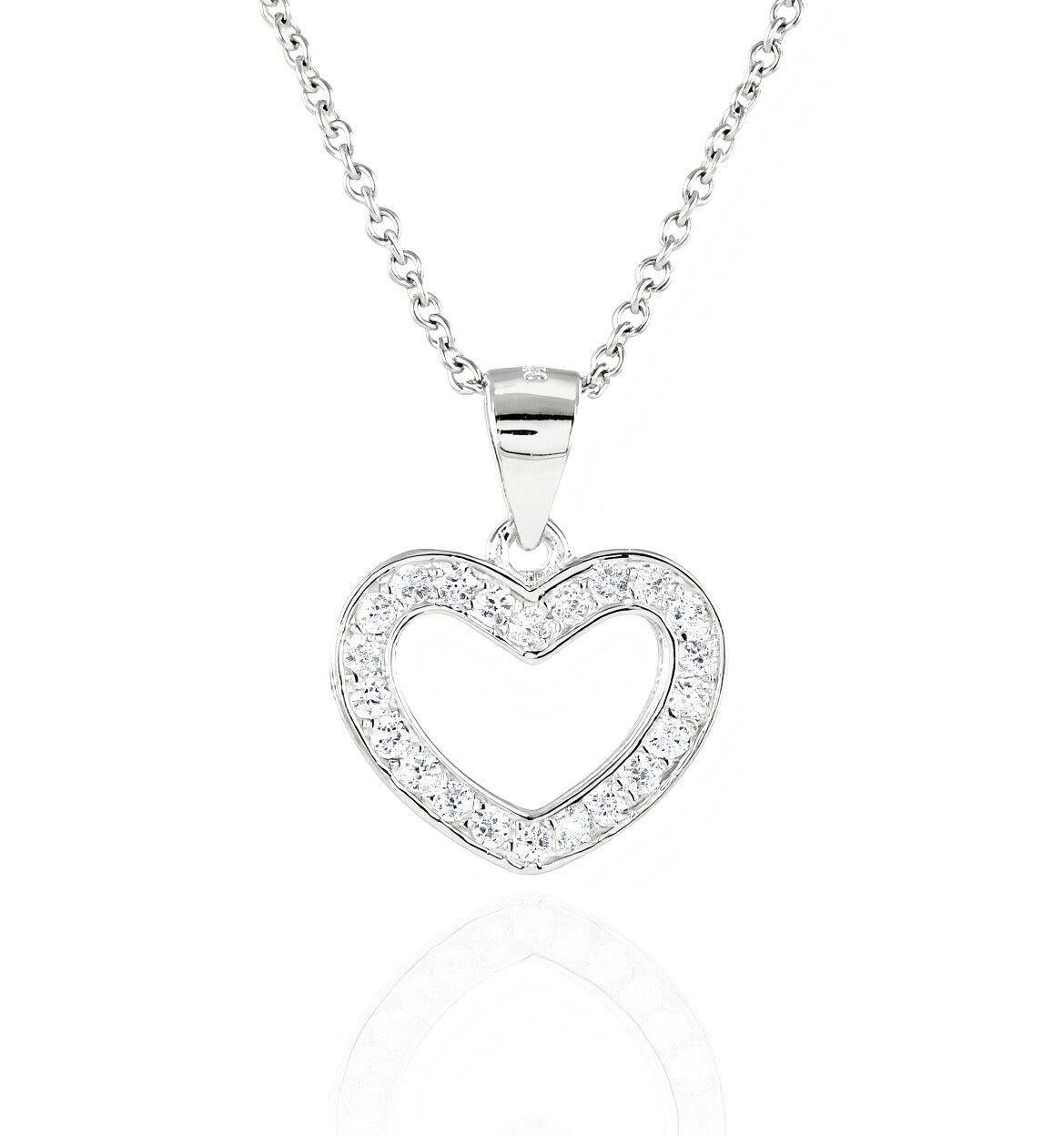Collier Herz mit 20 Zirkonia | Echt Silber